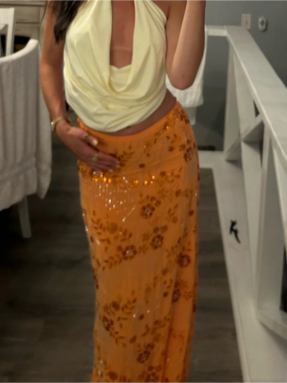 Maxi orange bejeweled skirt from Peppermayo - Picture 4 of 5
